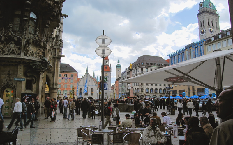 23 - The Marienplatz square in Munich, Germany, which serves as the historic heart of the city